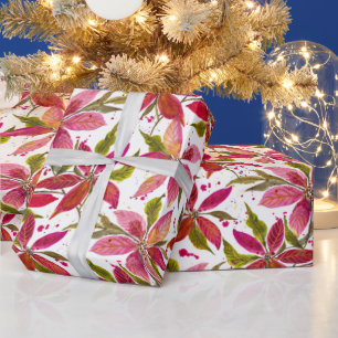 Petite Poinsettias Pink, Red en Green Holiday Cadeaupapier