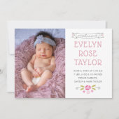 Petite Roos geboortekaartje Aankondiging (Voorkant)