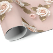 Petite Roses In Shades Of Ivory And Gold Cadeaupapier (Rol Hoek)