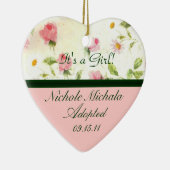 Petite roze Roses Adoption Announcement Keepslag Keramisch Ornament (Rechts)