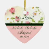 Petite roze Roses Adoption Announcement Keepslag Keramisch Ornament (Voorkant)