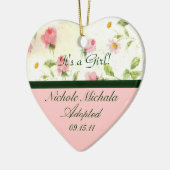 Petite roze Roses Adoption Announcement Keepslag Keramisch Ornament (Links)