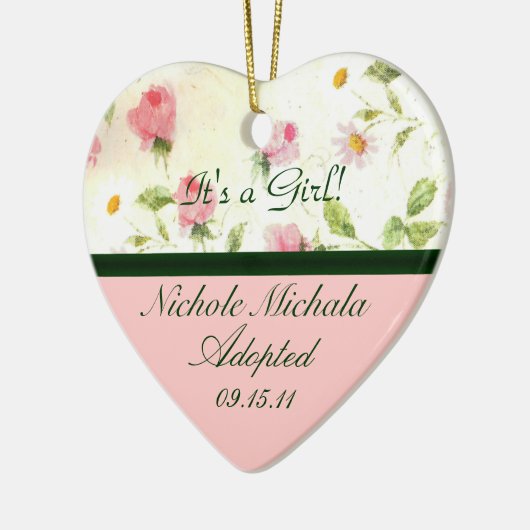 Petite roze Roses Adoption Announcement Keepslag Keramisch Ornament (Links)