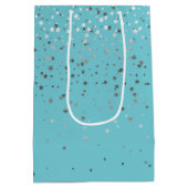 Petite Silver Stars Gift Bag in Turquoise Medium Cadeauzakje (Achterkant)