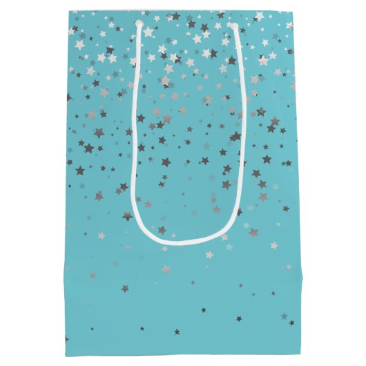 Petite Silver Stars Gift Bag in Turquoise Medium Cadeauzakje (Achterkant)