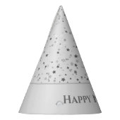 Petite Silver Stars Happy New Year Party Pet Feesthoedjes (Links)