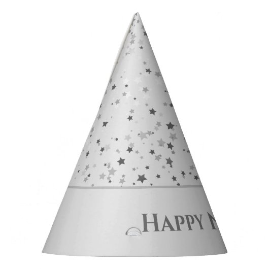 Petite Silver Stars Happy New Year Party Pet Feesthoedjes (Links)