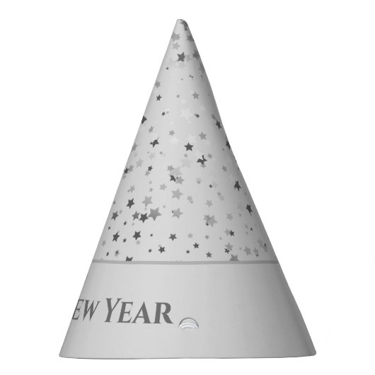 Petite Silver Stars Happy New Year Party Pet Feesthoedjes (Rechts)