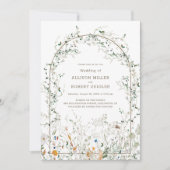 Petite Wildflower boog bruiloft uitnodiging (Voorkant)