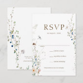 Petite Wildflower bruiloft RSVP (Voorkant / Achterkant)