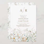 Petite Wildflower bruiloft uitnodiging (Voorkant / Achterkant)