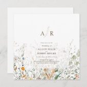 Petite Wildflower bruiloft uitnodiging (Voorkant / Achterkant)