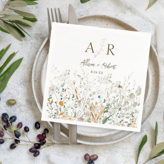 Petite Wildflower Monogram bruiloft Servet