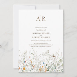 Petite Wildflower Monogram bruiloft uitnodiging