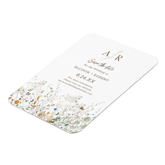 Petite Wildflower Monogram Sla de datum op Magneet (Linkerzijde)