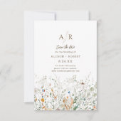 Petite Wildflower Monogram Sla de datum op Save The Date (Voorkant)