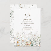 Petite Wildflower Monogram Sla de datum op Save The Date (Voorkant / Achterkant)