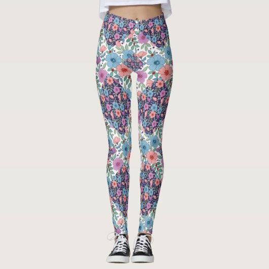 Petites fleurs bleues leggings (Voorkant)