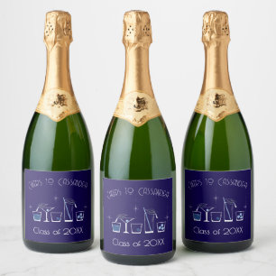 Petitie Cocktail Afstudeerfeest Navy Blauwe Bar Me Sparkling Wijnetiket
