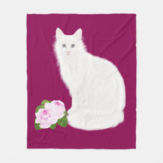 PetitRose "White Cat", vlooienbak Fleece Deken