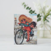Petits Poulbots à vélo Briefkaart (Staand voorkant)