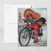 Petits Poulbots à vélo Briefkaart (Voorkant / Achterkant)