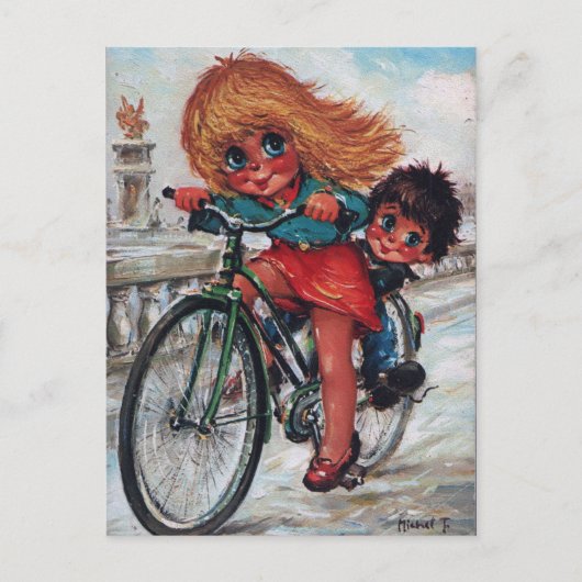 Petits Poulbots à vélo Briefkaart (Voorkant)
