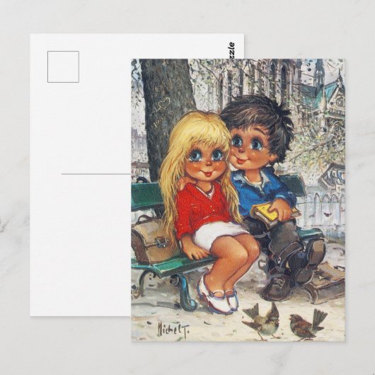 Petits Poulbots sur un banc Briefkaart (Voorkant / Achterkant)