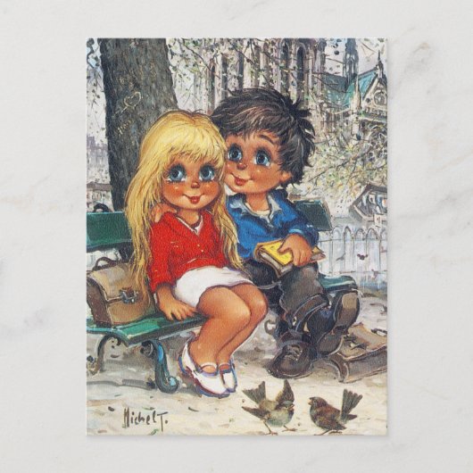 Petits Poulbots sur un banc Briefkaart (Voorkant)