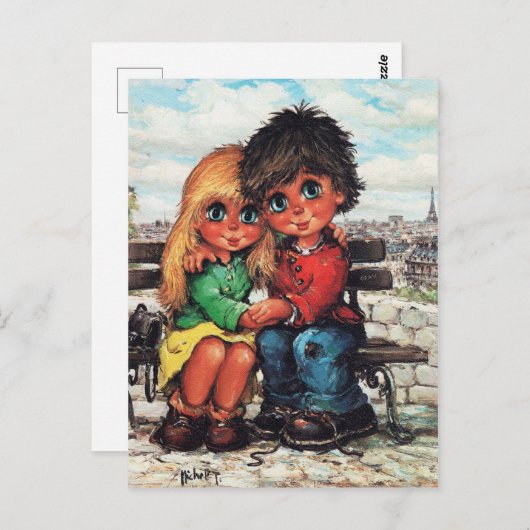 Petits Poulbots sur un banc Briefkaart (Voorkant / Achterkant)