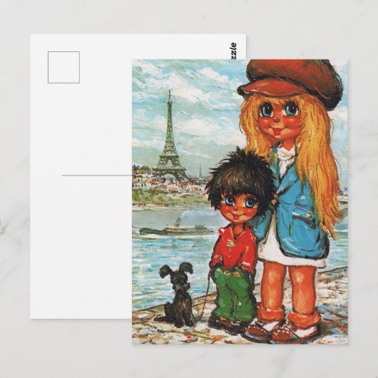 Petits Poulbots Tour Eiffel Briefkaart (Voorkant / Achterkant)