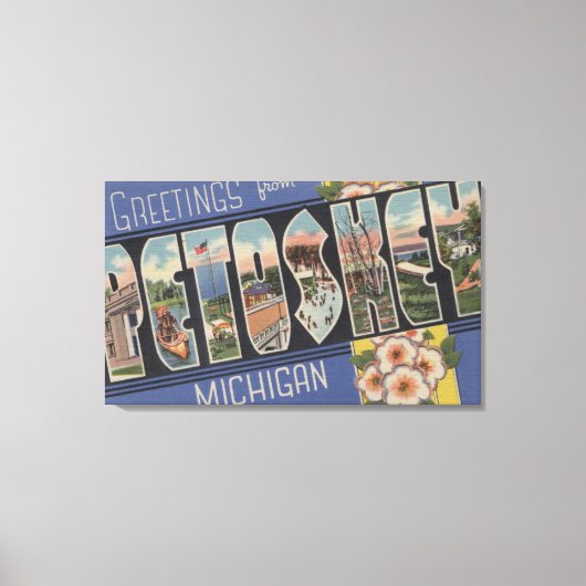 Petoskey, Michigan - Grote letterscènes Canvas Afdruk (Voorkant)