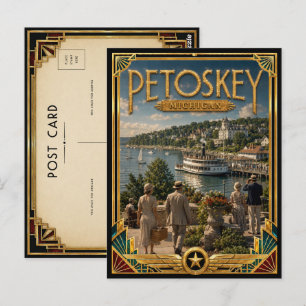 Petoskey Michigan Vintage Art Deco Gouden Tijdperk Briefkaart