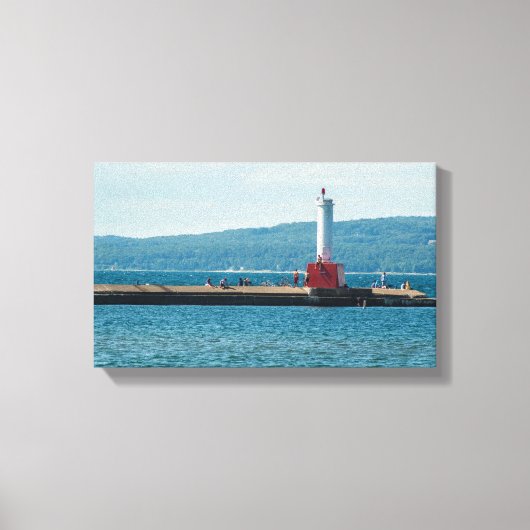 Petoskey Pierhead Lighthouse, Petoskey, Michigan Canvas Afdruk (Voorkant)
