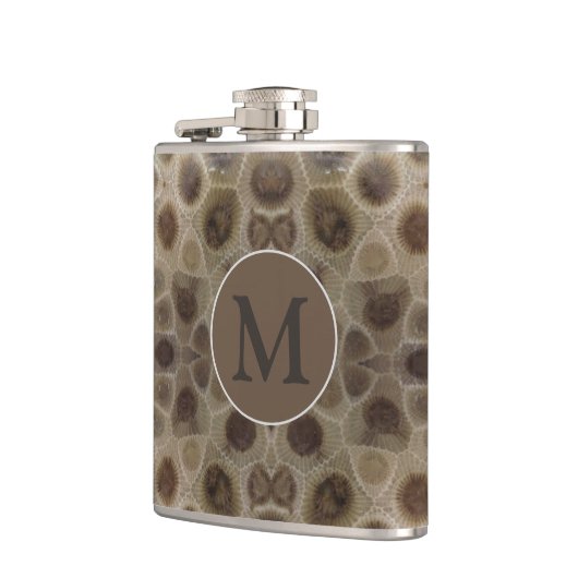 Petoskey Stone, Great Lake State, fossiel patroon Heupfles (Links)