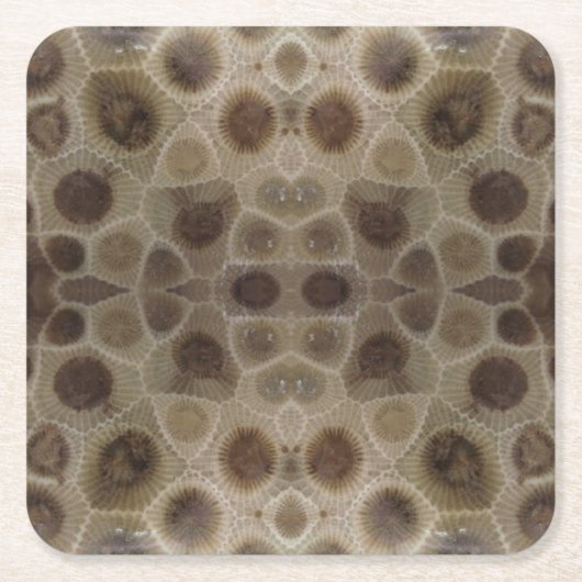 Petoskey Stone Michigan staat steen fossiel Kartonnen Onderzetters (Voorkant)