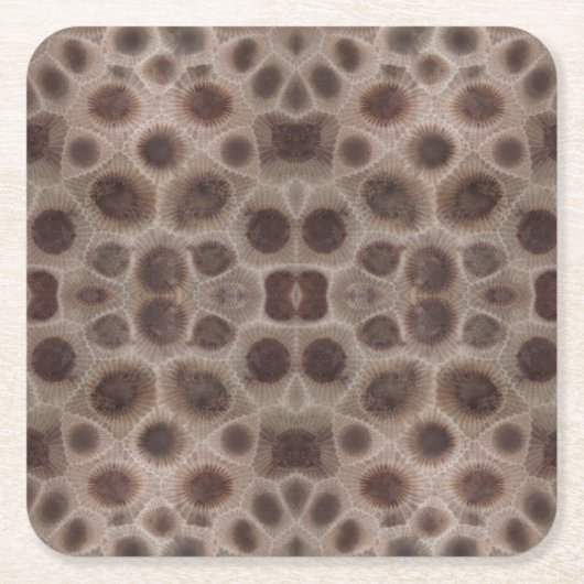 Petoskey Stone Michigan staat steen fossiel Kartonnen Onderzetters (Voorkant)