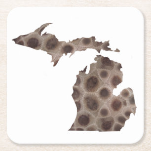 Petoskey Stone Michigan staat steen fossiel Kartonnen Onderzetters