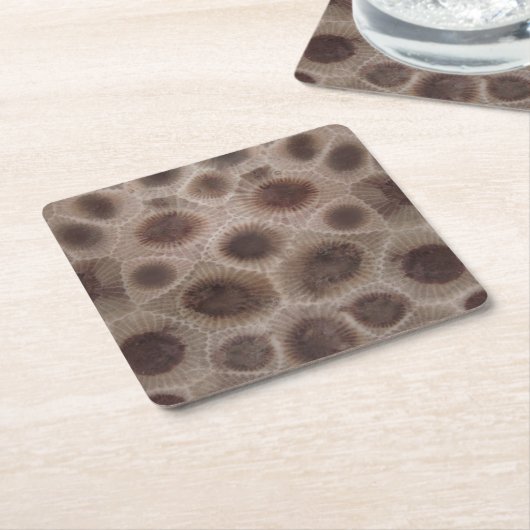 Petoskey Stone Michigan staat steen fossiel Kartonnen Onderzetters (Schuin)