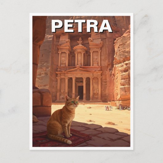Petra Jordan Cat Travel Briefkaart (Voorkant)
