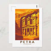 Petra Jordan Sunset Travel Art Vintage Briefkaart (Voorkant / Achterkant)