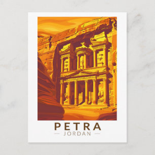 Petra Jordan Sunset Travel Art Vintage Briefkaart