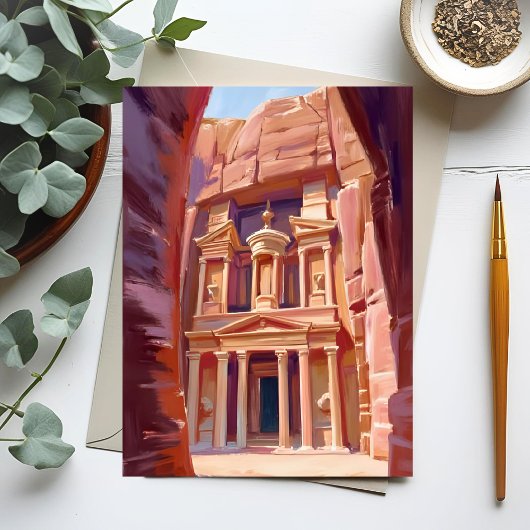 Petra Jordan Travel Painting Briefkaart
