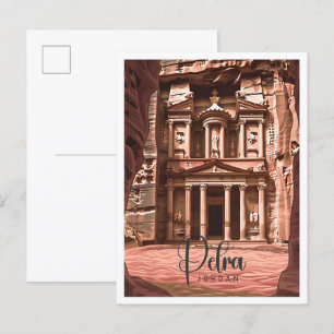 Petra Jordan Vintage Kunst Reizen Illustratie Briefkaart