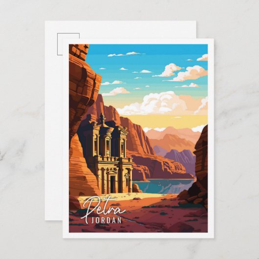 Petra Jordan vintage reisillustratie Briefkaart (Voorkant / Achterkant)
