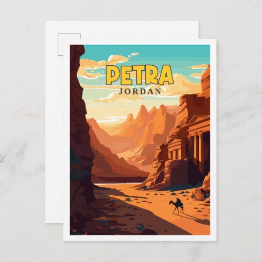 Petra Jordan vintage reisillustratie Briefkaart (Voorkant / Achterkant)