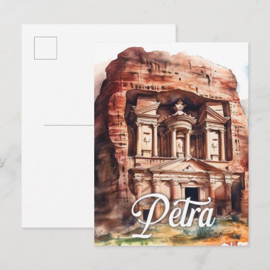 Petra Jordan Waterverf Schilderij Reizen Briefkaart (Voorkant / Achterkant)
