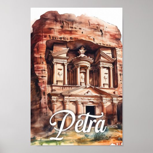 Petra Jordan Waterverf Schilderij Reizen Poster (Voorkant)