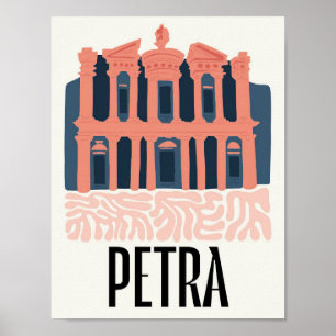 Petra Jordania abstracte reizen bloemsierkunst Poster