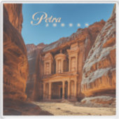 Petra, Jordanië: Iconische Red Rock Tempel Sticker (Voorkant)